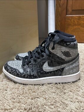 Nike High-Top Sneakers - Black & Gray Script